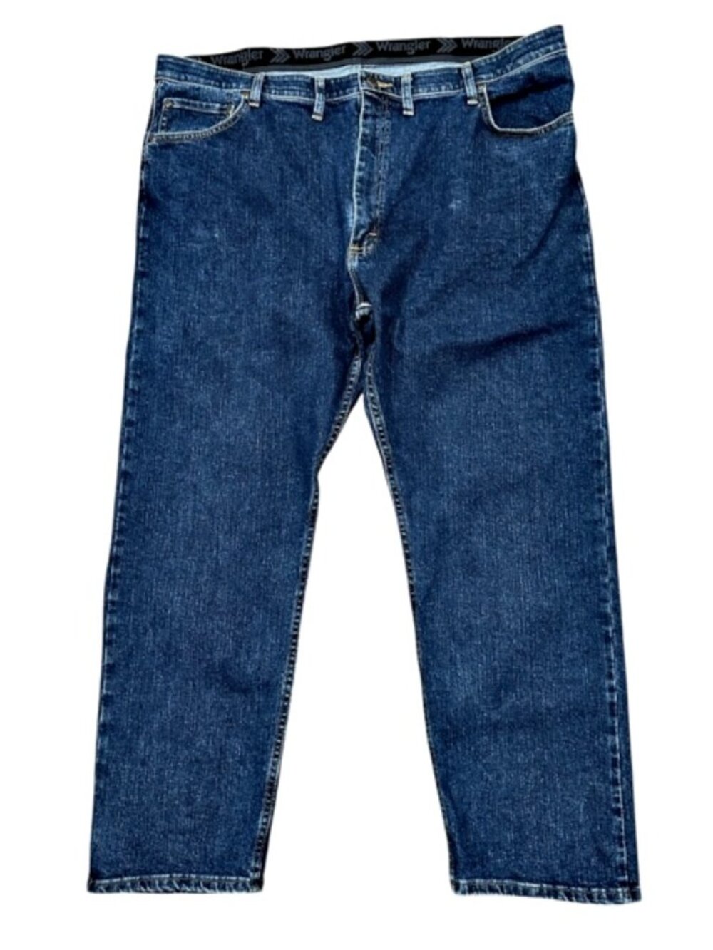 Wrangler Mens 44x30 Dark Wash Straight Leg Comfort Flex Waist Jeans 96CFWSW